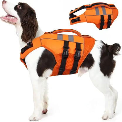 Kuoser Large Dog Life Jacket - High-Floatation Safety Vest for Swimming and Boating, Reflective Pet Life Preserver with Rescue Handle