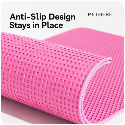 Large Double Layer Honeycomb Cat Litter Trapping Mat, 35x24 Inches, Non-Slip Waterproof and Urine-Proof Design, Ideal for Cat Litter Boxes, Pink