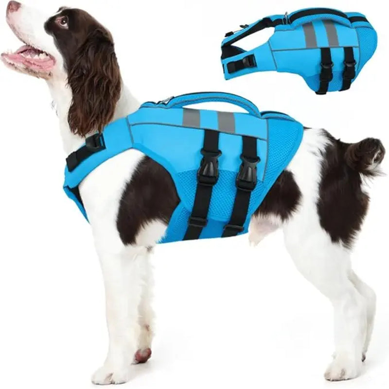 Kuoser Large Dog Life Jacket - High-Floatation Safety Vest for Swimming and Boating, Reflective Pet Life Preserver with Rescue Handle