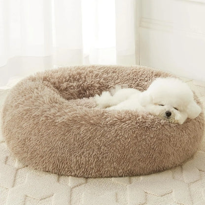 BFPETHOME Calming Donut Pet Bed - Plush Foam-Cushioned Design for Deep Rest and Anxiety Relief, Suitable for Small Dogs and Large Cats, 30x30x8 In, Navy Grey