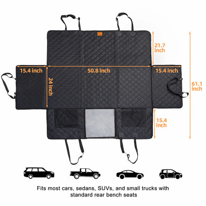 Zvrpet Premium Dog Car Seat Cover with Mesh Window - Waterproof, Scratch-Resistant Pet Hammock for SUVs and Trucks, Enhanced Durability with Non-Slip Design and Heavy-Duty Support Board, Large Size for Pet Lovers