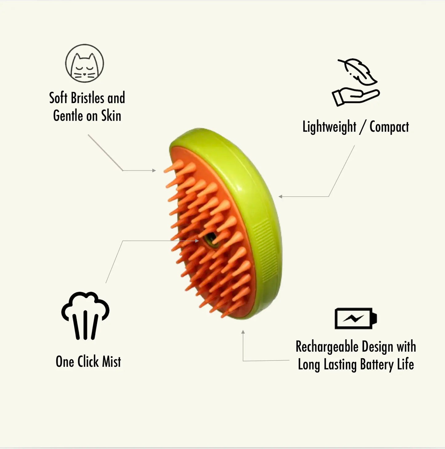 3-in-1 Rechargeable Pet Spray Brush for Effective Hair Removal, Detangling, and Shedding - Affordable Cat Grooming Tool