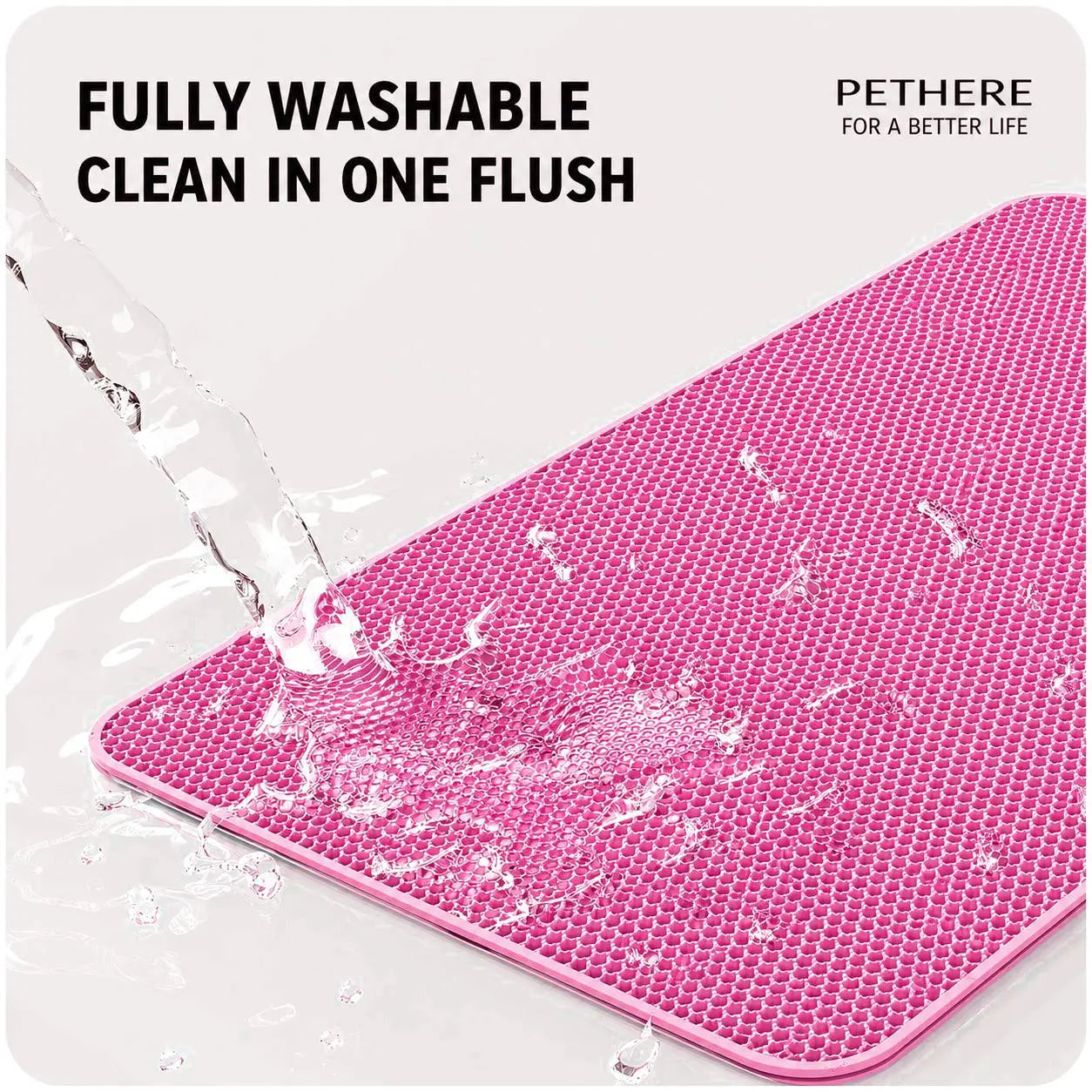 Large Double Layer Honeycomb Cat Litter Trapping Mat, 35x24 Inches, Non-Slip Waterproof and Urine-Proof Design, Ideal for Cat Litter Boxes, Pink