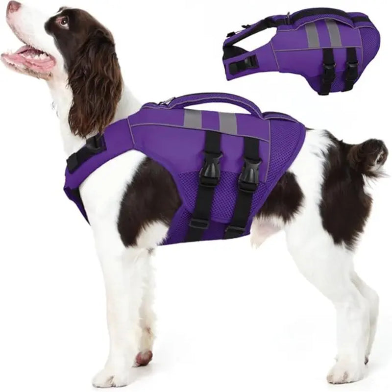 Kuoser Large Dog Life Jacket - High-Floatation Safety Vest for Swimming and Boating, Reflective Pet Life Preserver with Rescue Handle