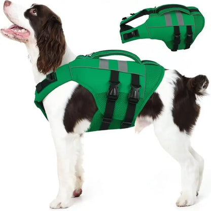 Kuoser Large Dog Life Jacket - High-Floatation Safety Vest for Swimming and Boating, Reflective Pet Life Preserver with Rescue Handle