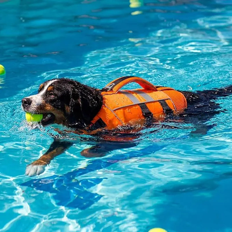 Kuoser Large Dog Life Jacket - High-Floatation Safety Vest for Swimming and Boating, Reflective Pet Life Preserver with Rescue Handle