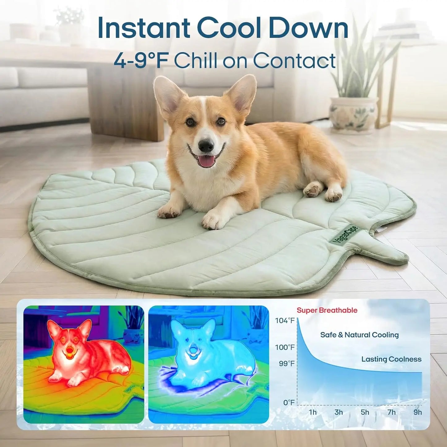 Eco-Friendly Gel-Free Cooling Mat for Large Dogs - Durable, Portable, and Machine-Washable Bed for Crate, Camping, and Outdoor Use