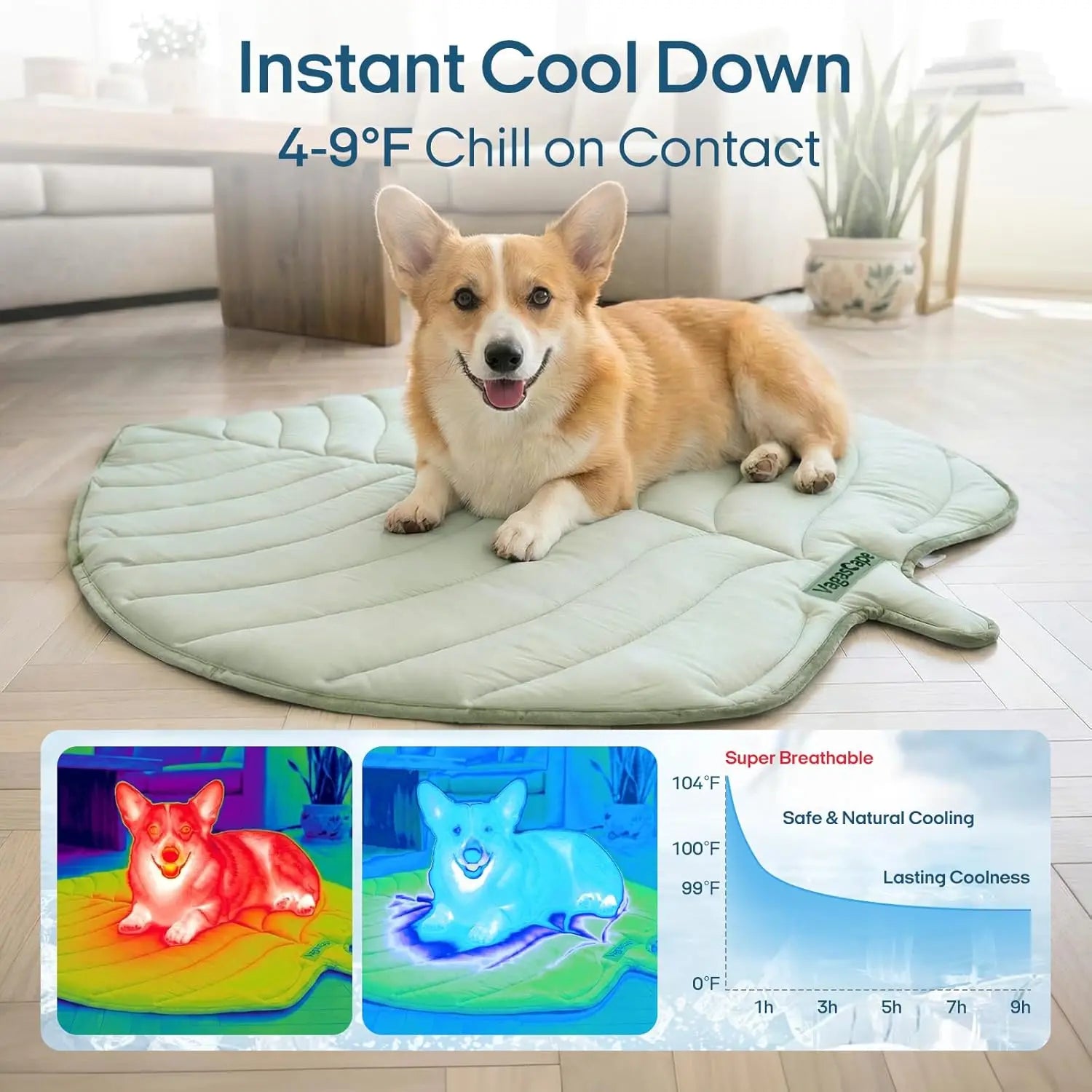 Eco-Friendly Gel-Free Cooling Mat for Large Dogs - Durable, Portable, and Machine-Washable Bed for Crate, Camping, and Outdoor Use