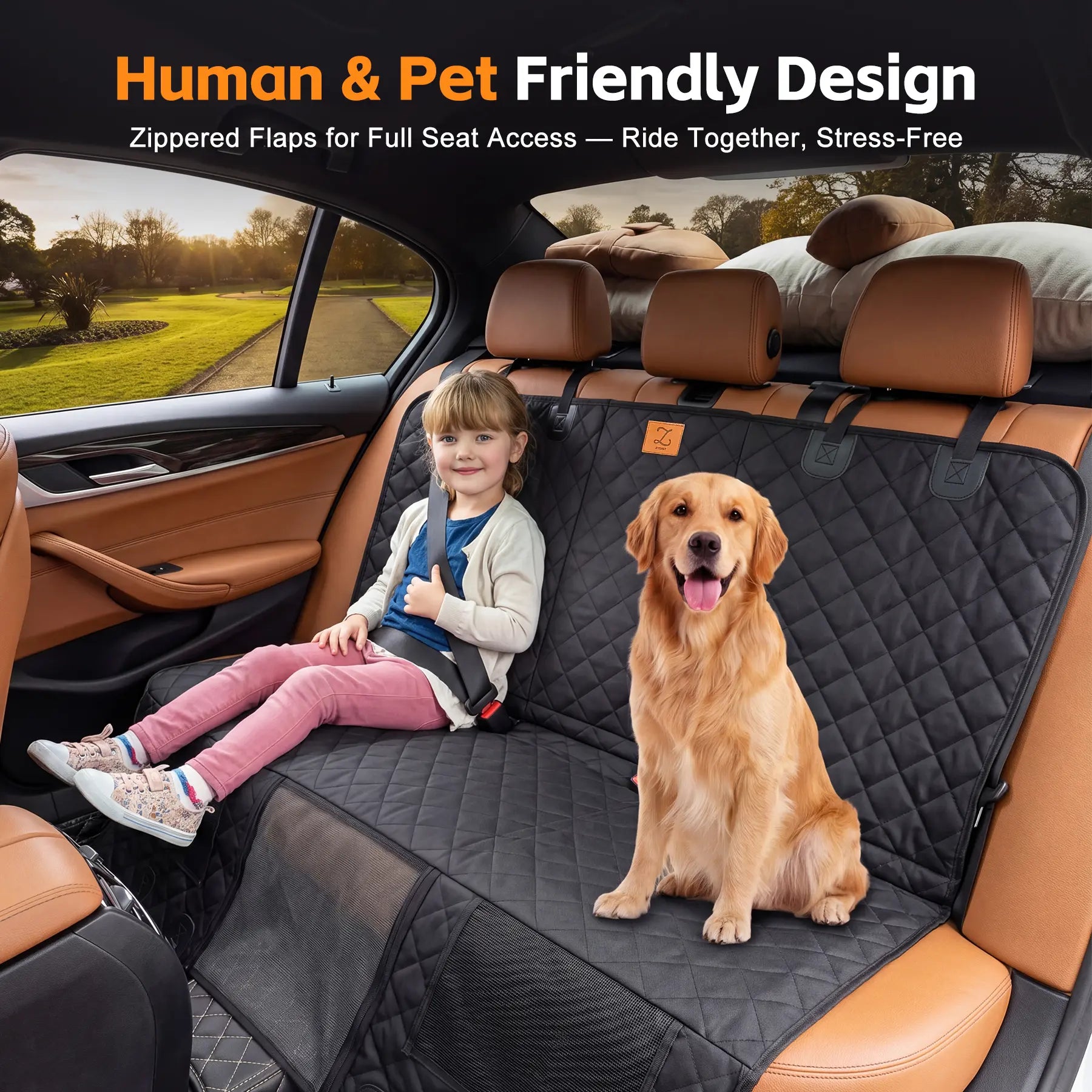 Zvrpet Premium Dog Car Seat Cover with Mesh Window - Waterproof, Scratch-Resistant Pet Hammock for SUVs and Trucks, Enhanced Durability with Non-Slip Design and Heavy-Duty Support Board, Large Size for Pet Lovers