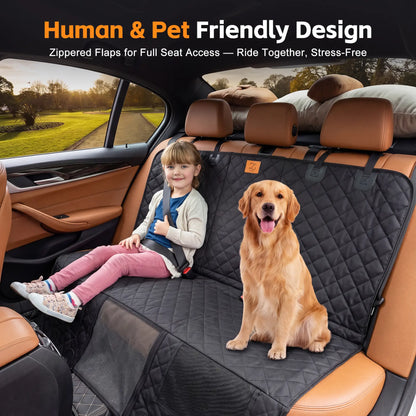 Zvrpet Premium Dog Car Seat Cover with Mesh Window - Waterproof, Scratch-Resistant Pet Hammock for SUVs and Trucks, Enhanced Durability with Non-Slip Design and Heavy-Duty Support Board, Large Size for Pet Lovers