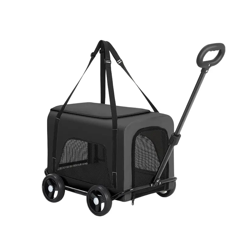 Zoravellion Detachable Pet Stroller Foldable Indoor & Outdoor Travel for Small Dogs & Cats Pet Wagon with Storage Basket & Cup Holder Breathable Mesh Lightweight Travel Carrier Waterproof Storage Basket