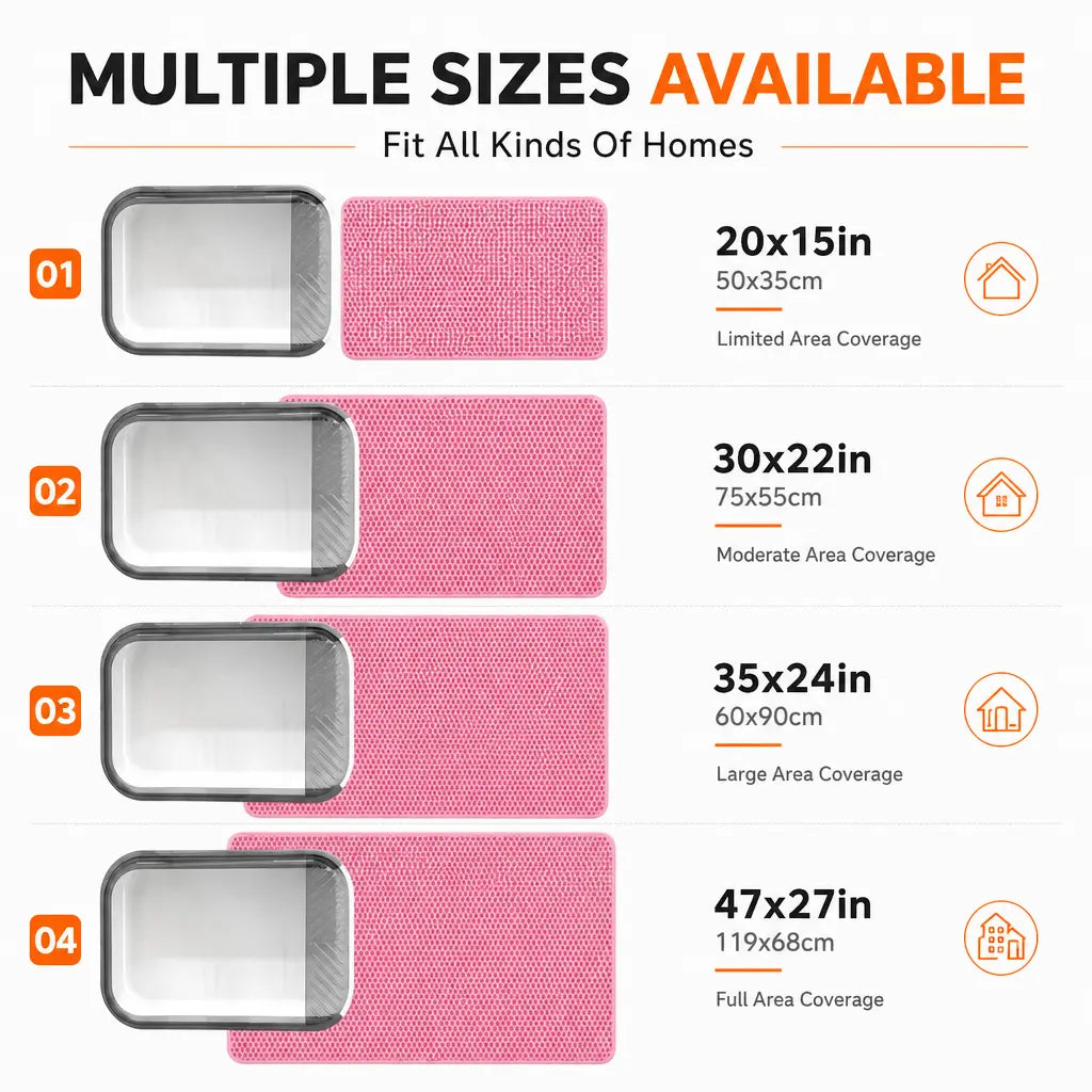 Large Double Layer Honeycomb Cat Litter Trapping Mat, 35x24 Inches, Non-Slip Waterproof and Urine-Proof Design, Ideal for Cat Litter Boxes, Pink