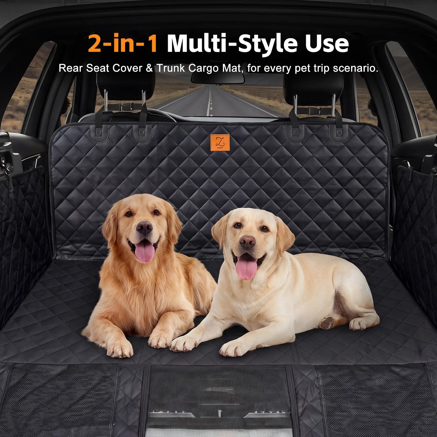 Zvrpet Premium Dog Car Seat Cover with Mesh Window - Waterproof, Scratch-Resistant Pet Hammock for SUVs and Trucks, Enhanced Durability with Non-Slip Design and Heavy-Duty Support Board, Large Size for Pet Lovers
