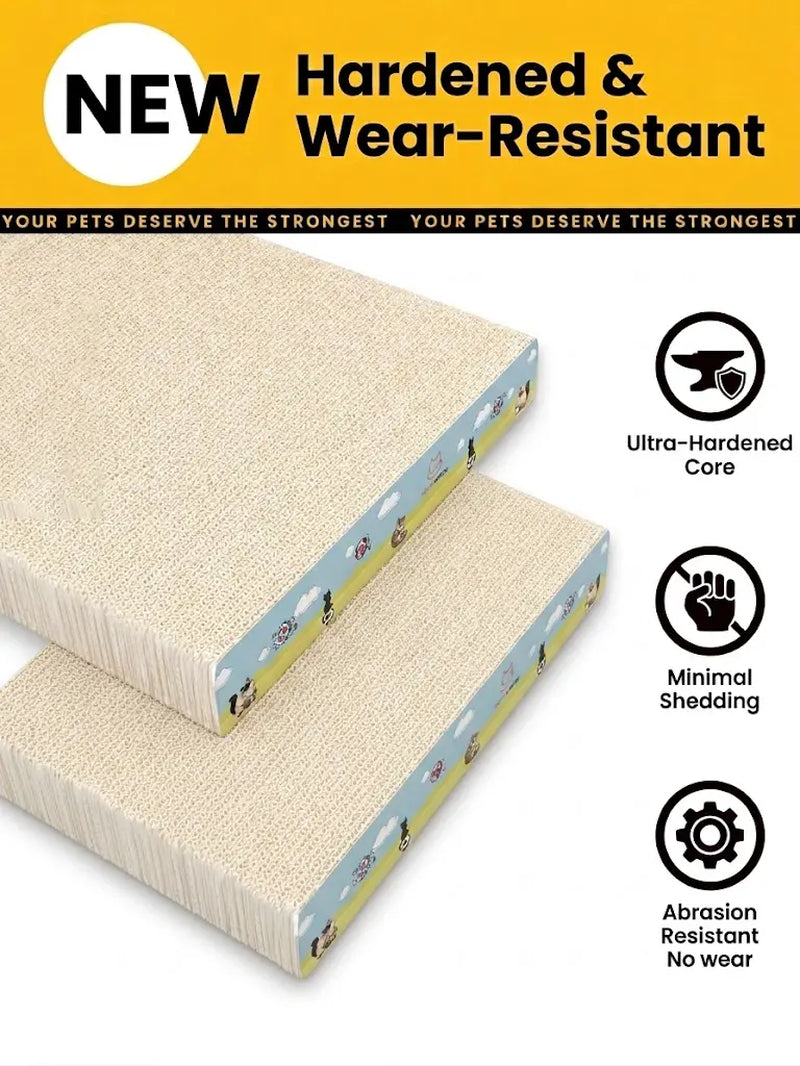 Premium L-Shaped Cat Scratcher - Non-Toxic, Durable Plant Fiber Scratching Board with Interactive Toy for Indoor Cats