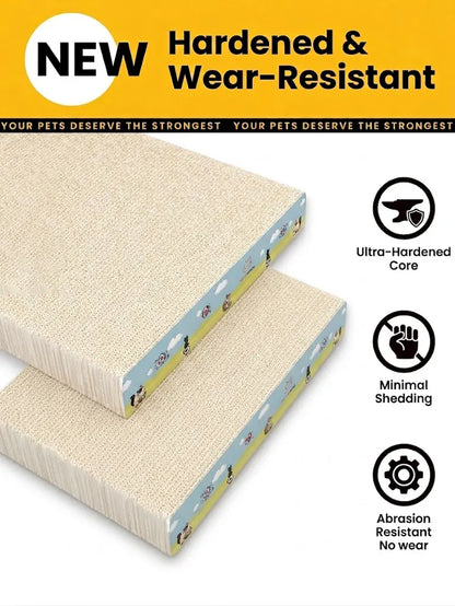 Premium L-Shaped Cat Scratcher - Non-Toxic, Durable Plant Fiber Scratching Board with Interactive Toy for Indoor Cats