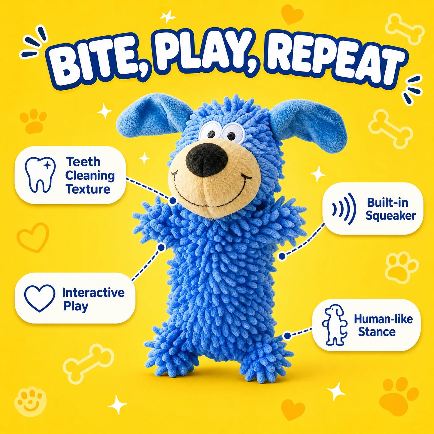 Screaming Dog Toy Blue Dog Teeth Cleaning Interactive Companion Vocal Cleaning Oral Sound Boredom Relief Toy Dog Christmas Gifts Dog Toys Dog Toy Dog Products